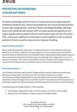 Protecting Rechargeable Lithium Ion Batteries